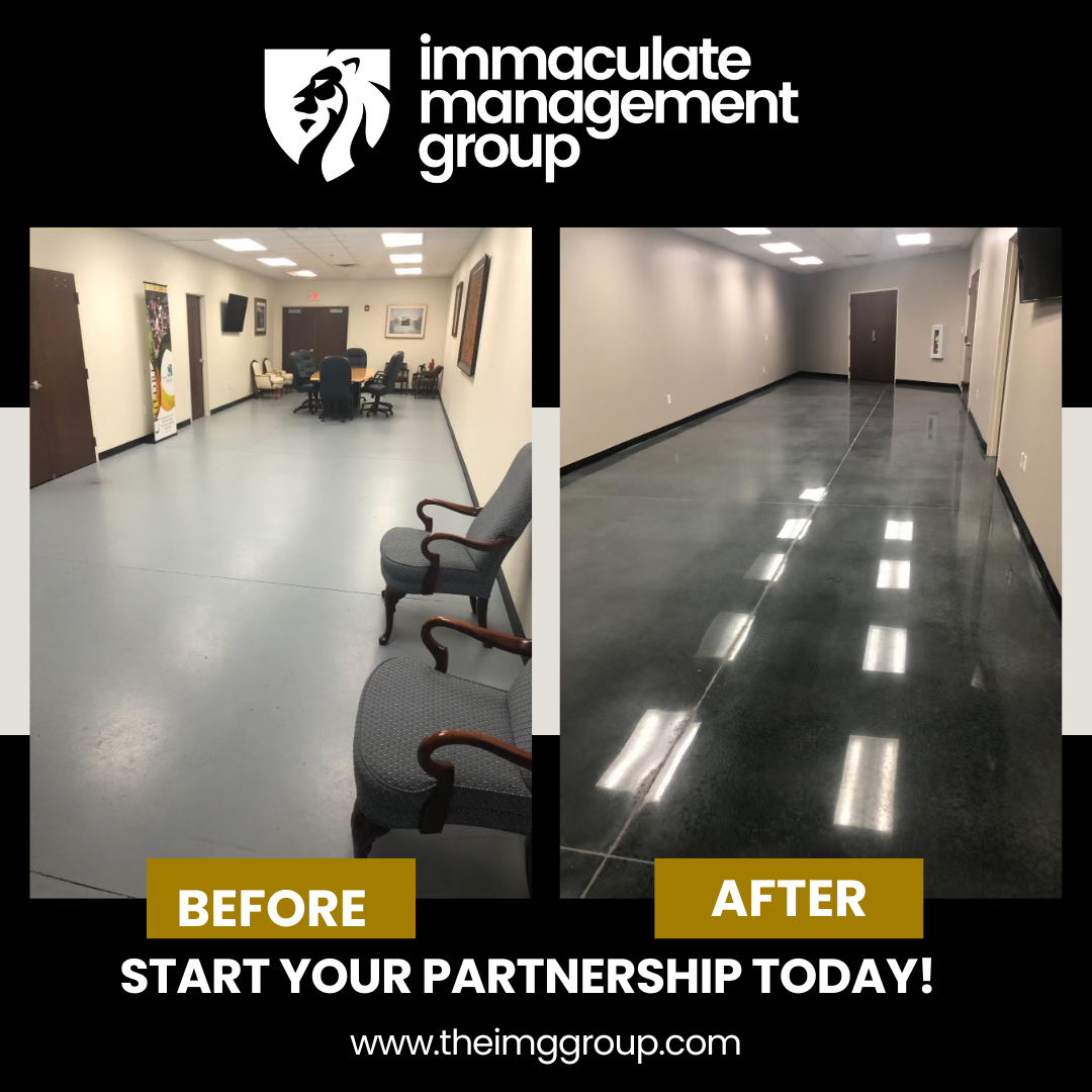Before and after floor polishing at commercial facility